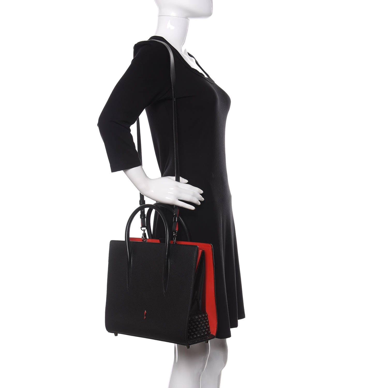 Christian Louboutin Calfskin Empire Patent Studded Medium Paloma Black 2 of 14