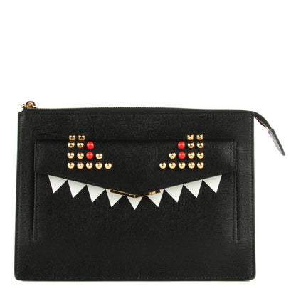 Fendi Vitello Elite Studded Monster Crossbody Bag Black 1 of 9