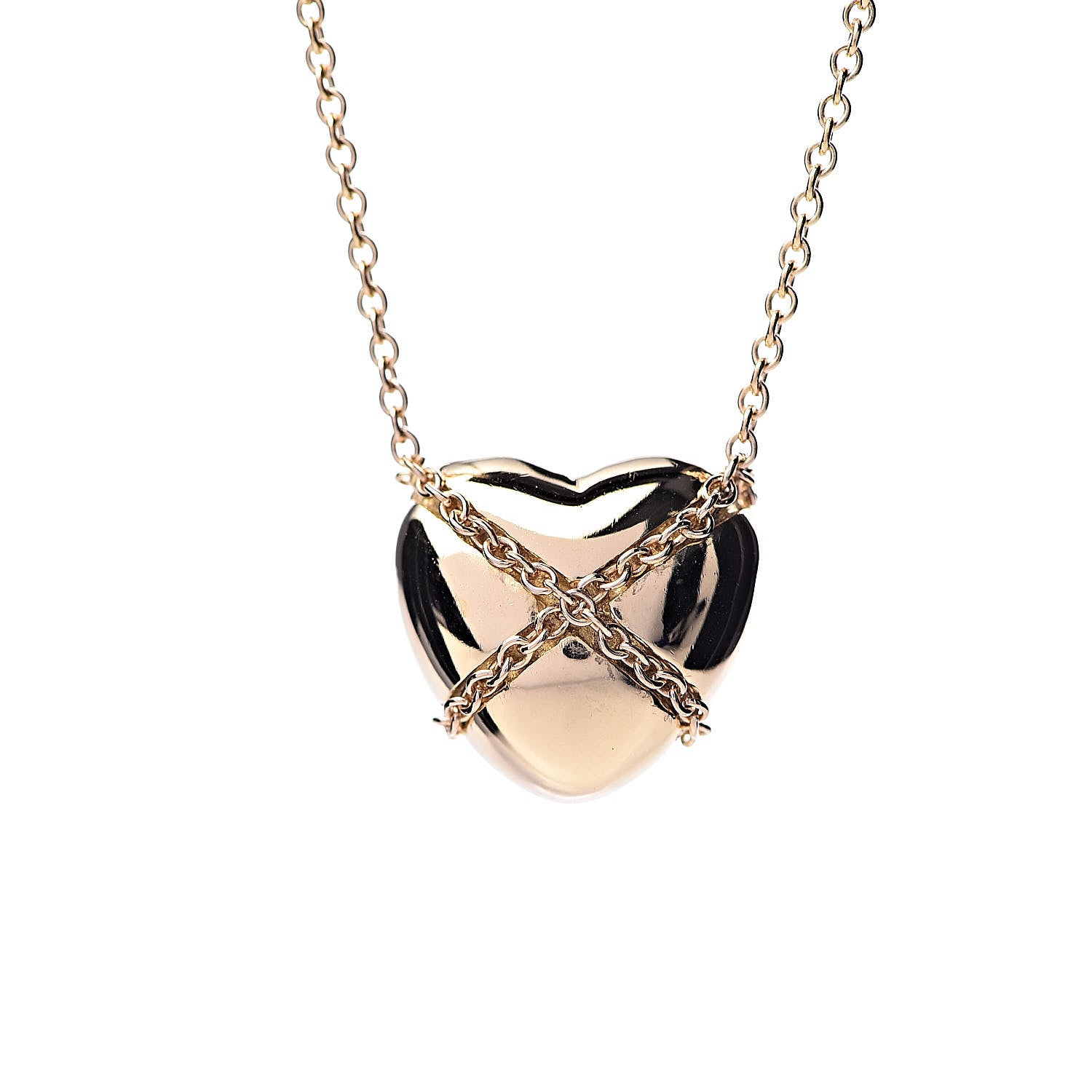 Tiffany 18K Yellow Gold Crossover Heart Pendant Necklace 5 of 7