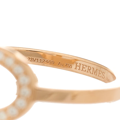Hermes 18K Rose Gold Diamond MM Chaine d'Ancre Contour Ring 57 8 5 of 8