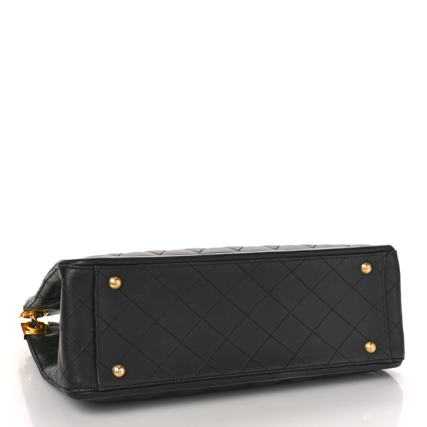 Lambskin Quilted Elegant CC Shopping Tote Black