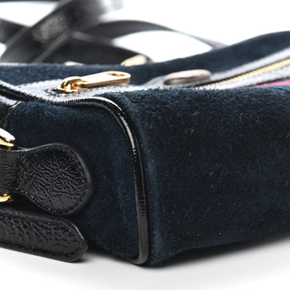 Gucci Suede Patent Web Mini Ophidia Shoulder Bag Blue Black 8 of 10