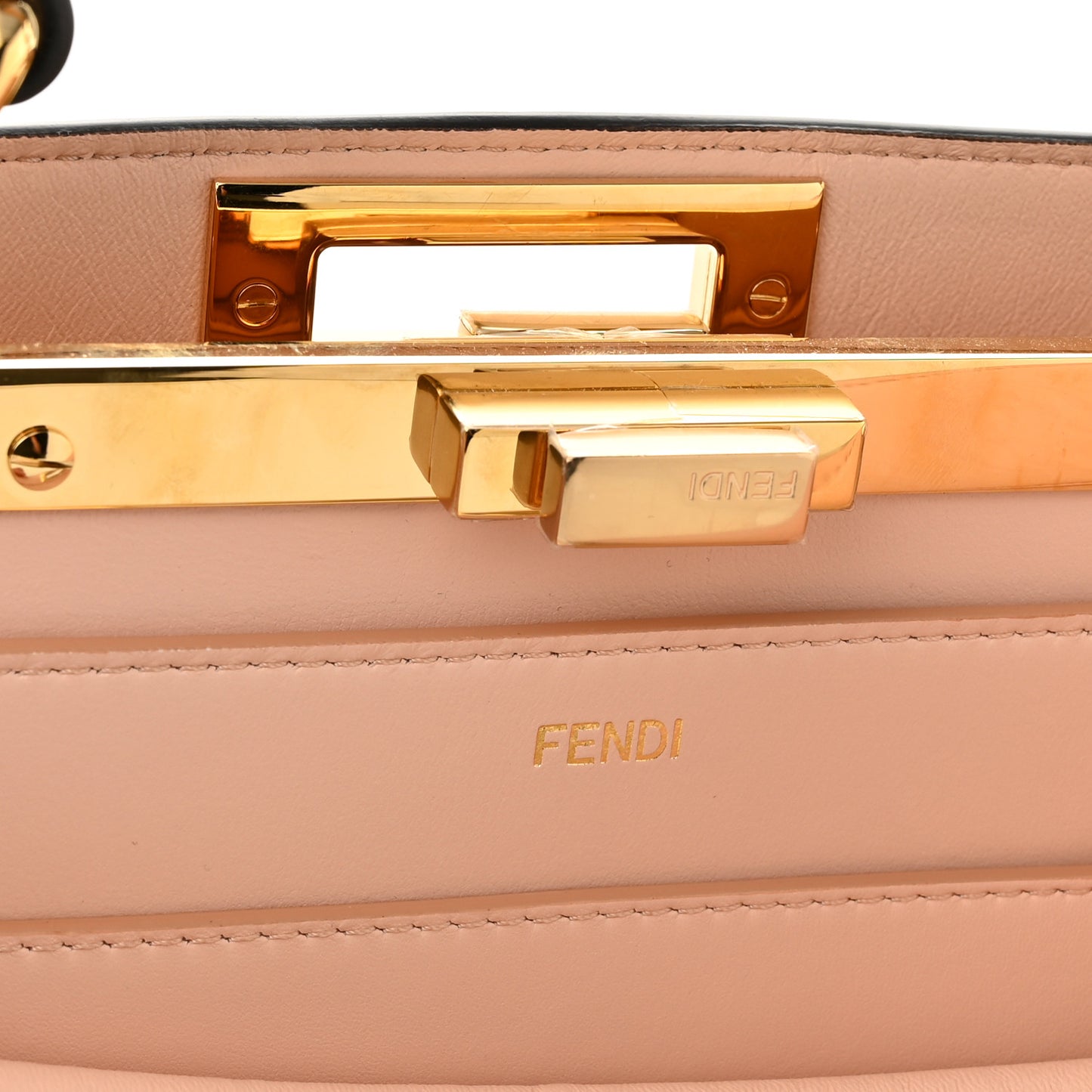 Vitello Seta Shiny Nappa Medium Peekaboo I SEE U Satchel Miele Scuro Light Rose