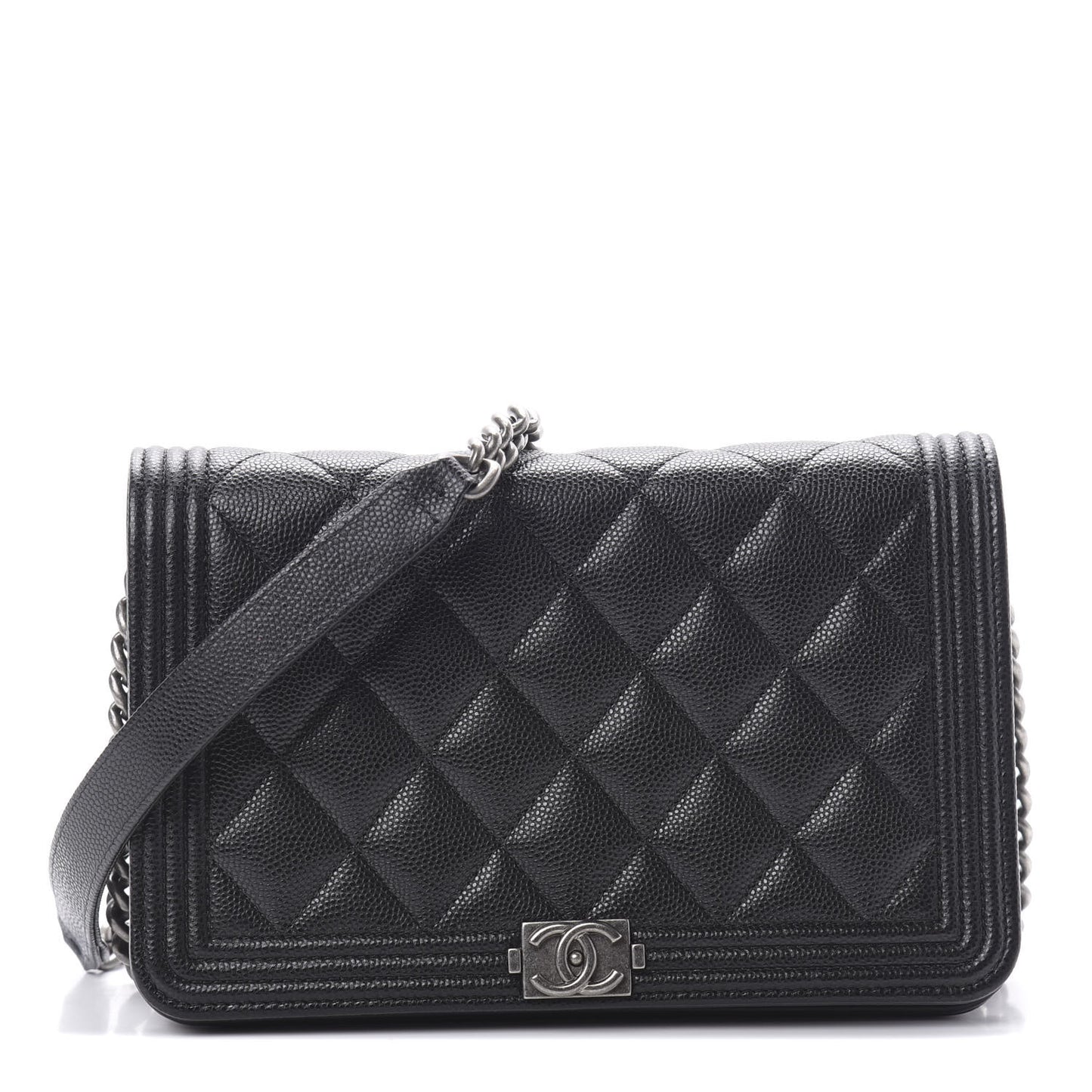 Caviar Quilted Boy Wallet On Chain WOC Black