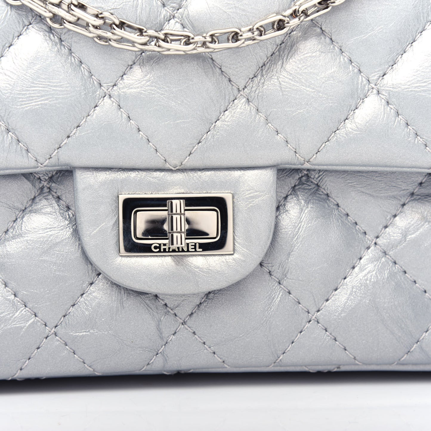 Metallic Aged Calfskin Quilted 2.55 Reissue 226 Flap Silver