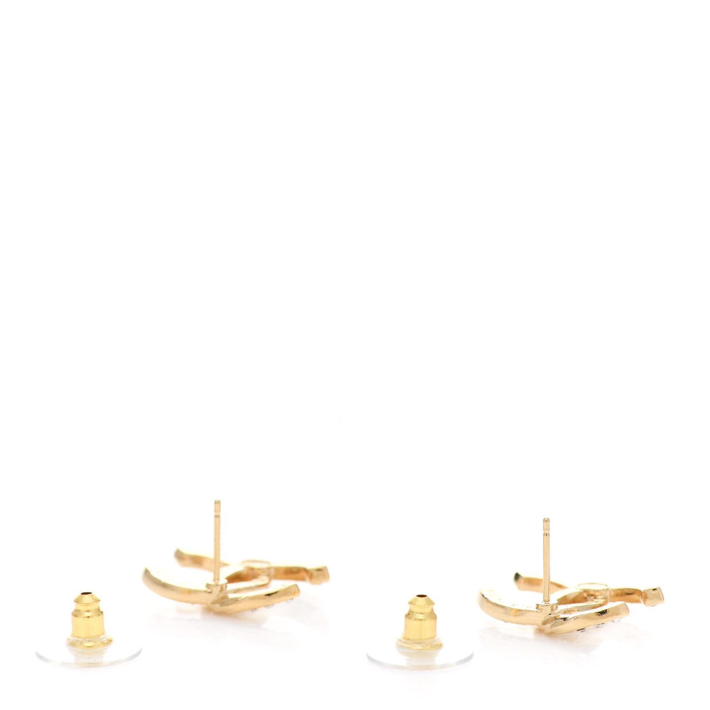 Crystal Large CC Earrings Gold