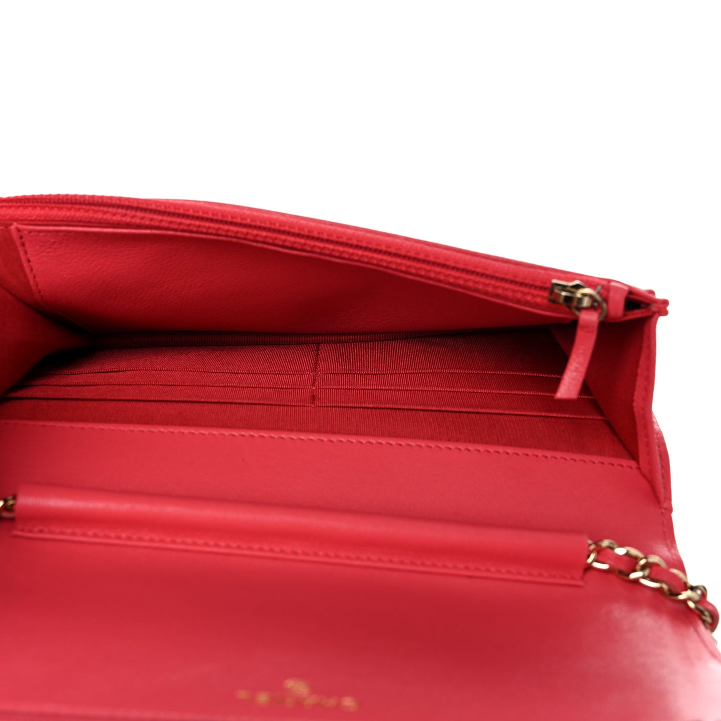 Chevron Quilted Vintage Mademoiselle Wallet On Chain WOC Dark Pink