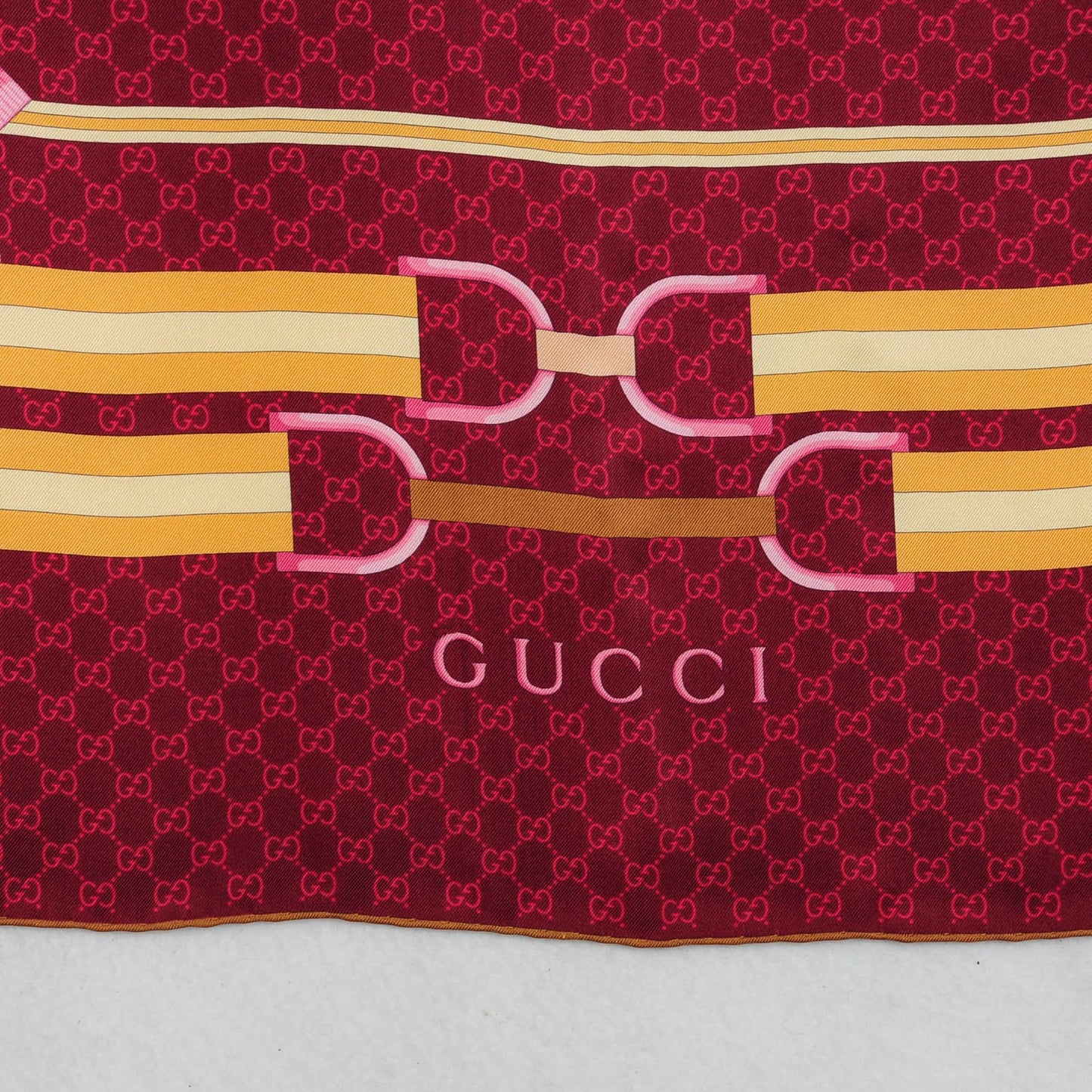 Silk Monogram Horsebit Scarf Burgundy