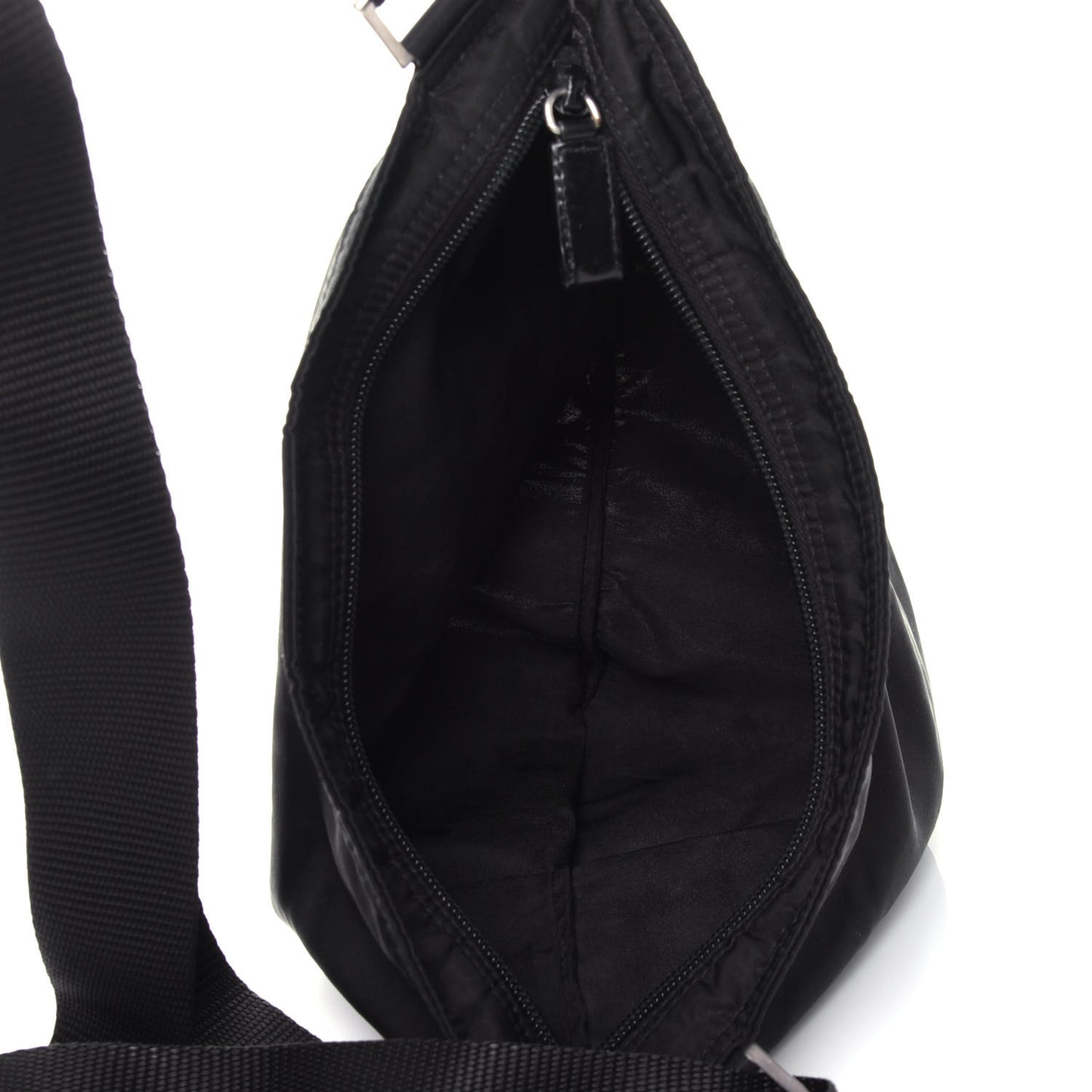 Nylon Flat Messenger Bag Black