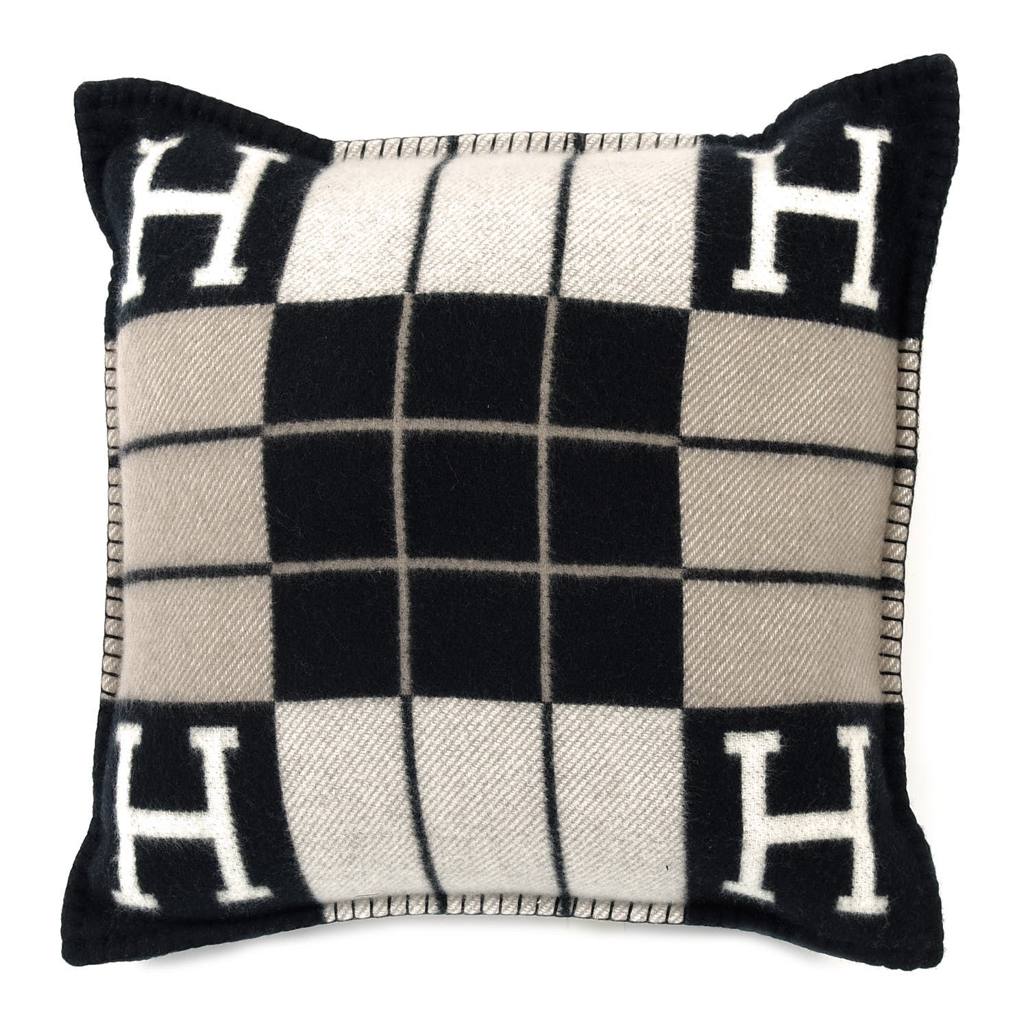 Hermes Wool Cashmere Avalon III Pillow PM Ecru Black 1 of 3