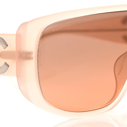 Chanel Transparent Acetate Shield Sunglasses 5495 Light Pink 7 of 8