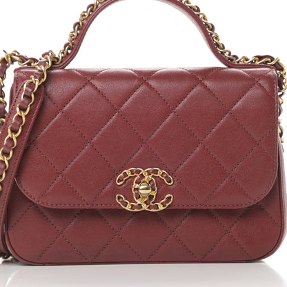 Chanel Lambskin Quilted Small Chain Infinity Top Handle Flap Burgundy 8 of 11