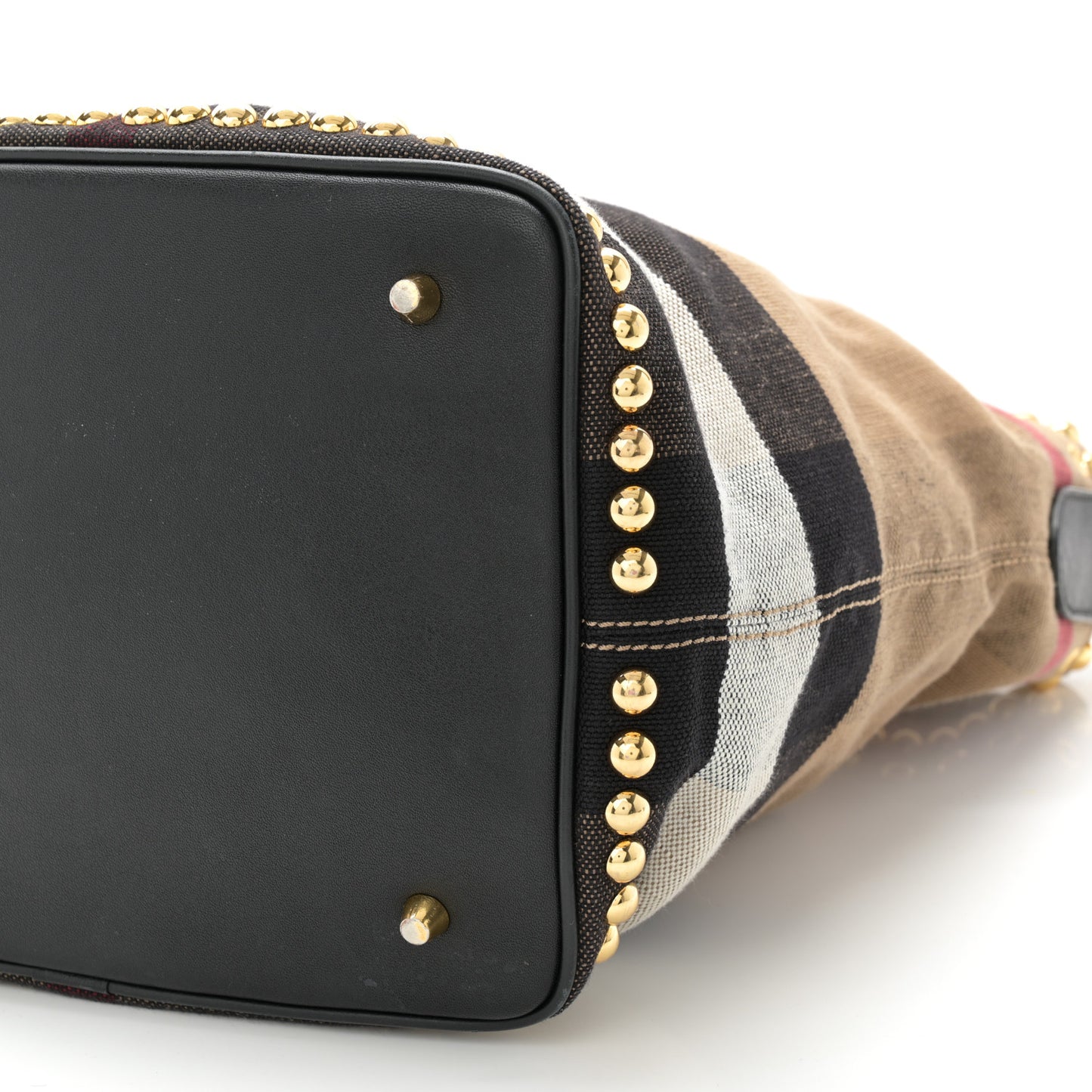 Canvas Mega Check Studded Medium Ashby Bucket Bag Black