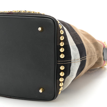 Burberry Canvas Mega Check Studded Medium Ashby Bucket Bag Black 10 of 10
