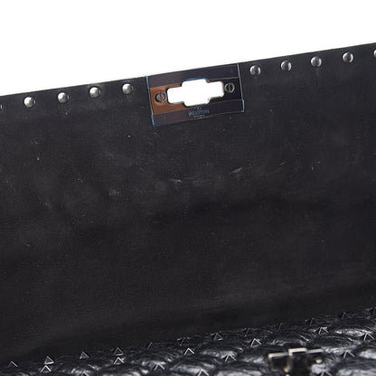 Valentino Garavani Craquele Nappa Large Rockstud Spike Shoulder Bag Black 6 of 9