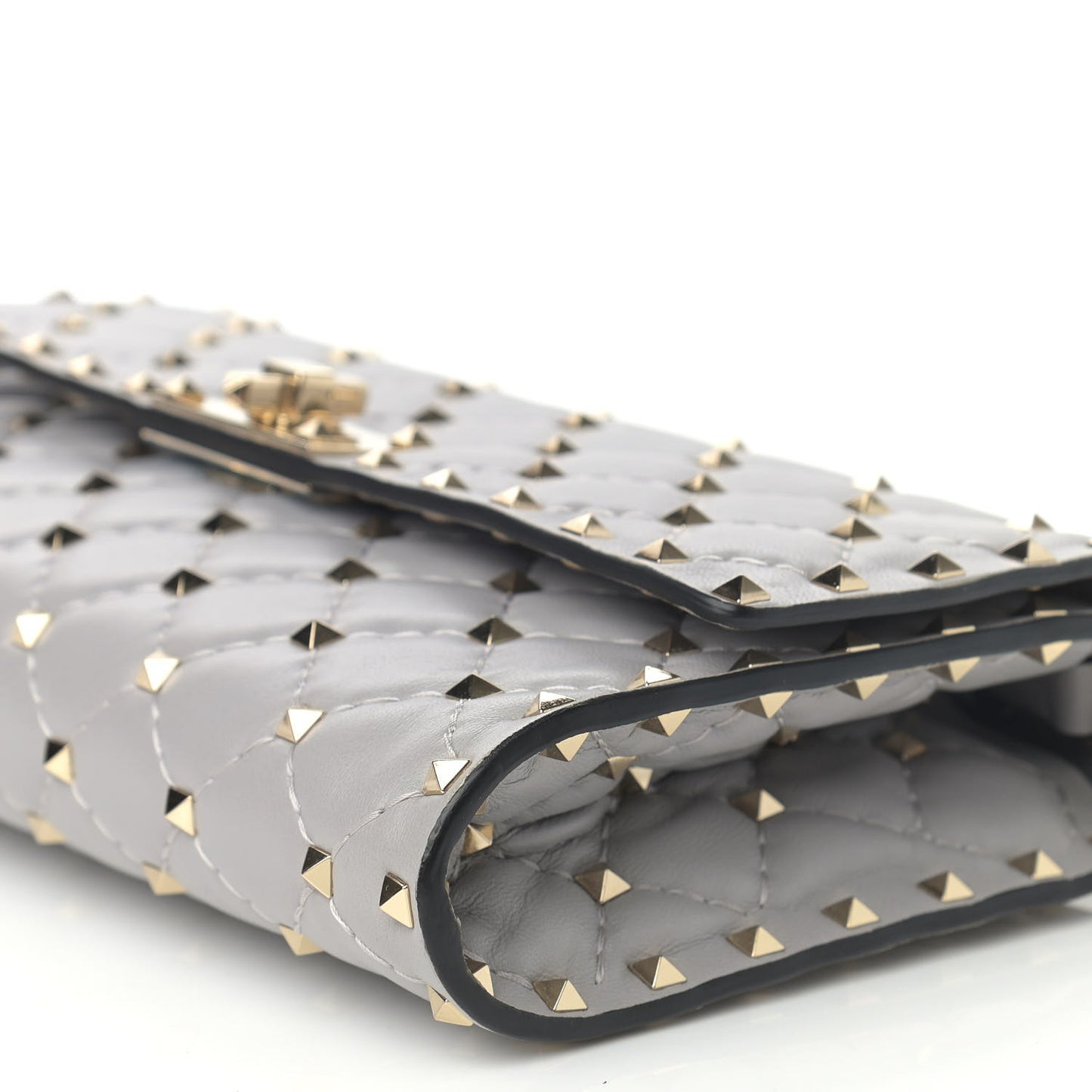 Nappa Rockstud Spike Wallet on Chain Pastel Grey