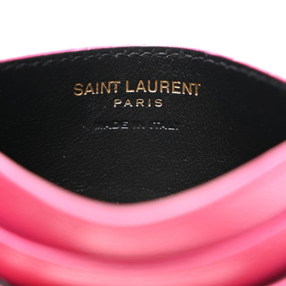 Saint Laurent Grain De Poudre Matelasse Chevron Monogram Credit Card Case Fresh Fuxia 6 of 7