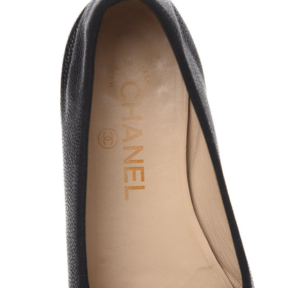 Chanel Caviar CC Cap Toe Ballerina Flats 36 Black 7 of 12