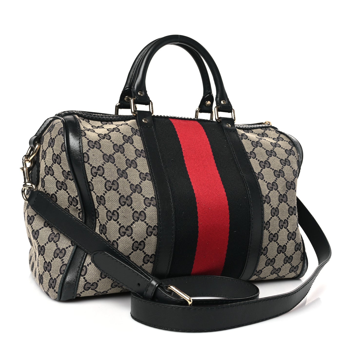 Monogram Selleria Calfskin Vintage Web Medium Boston Beige Blue