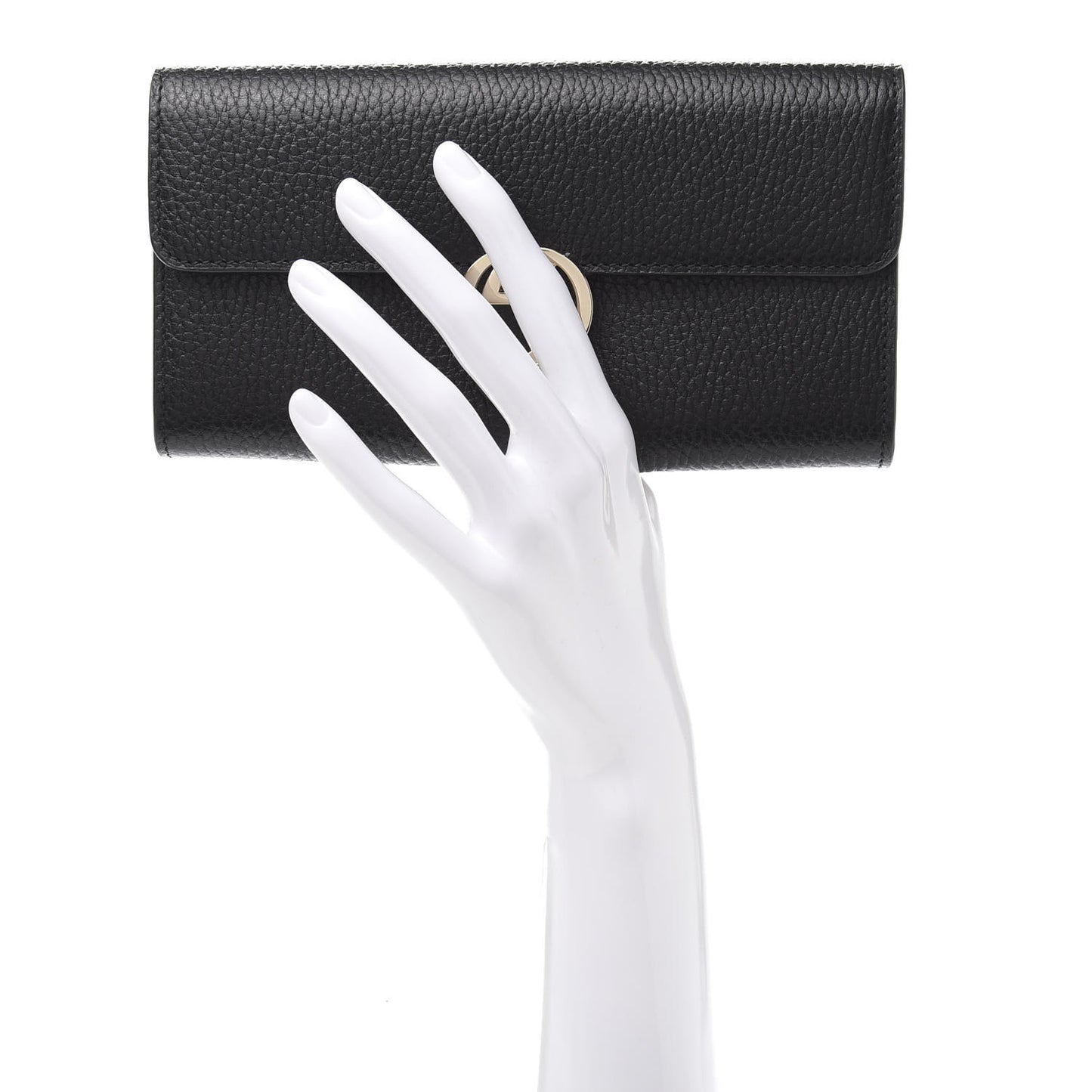 Pebbled Calfskin Icon Continental Wallet Black