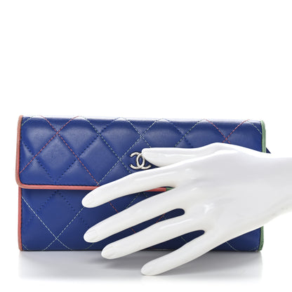Chanel Lambskin Quilted Cuba Long Flap Wallet Blue Multicolor 2 of 12