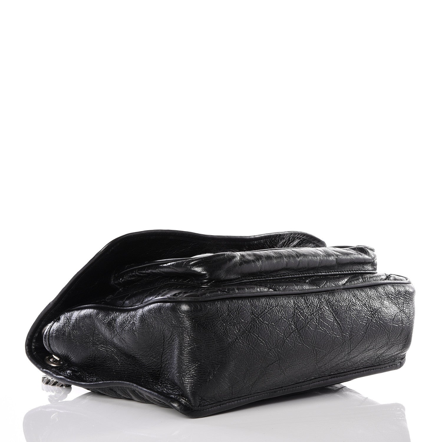 Saint Laurent Crinkled Calfskin Matelasse Monogram Medium Niki Chain Satchel Black 3 of 10