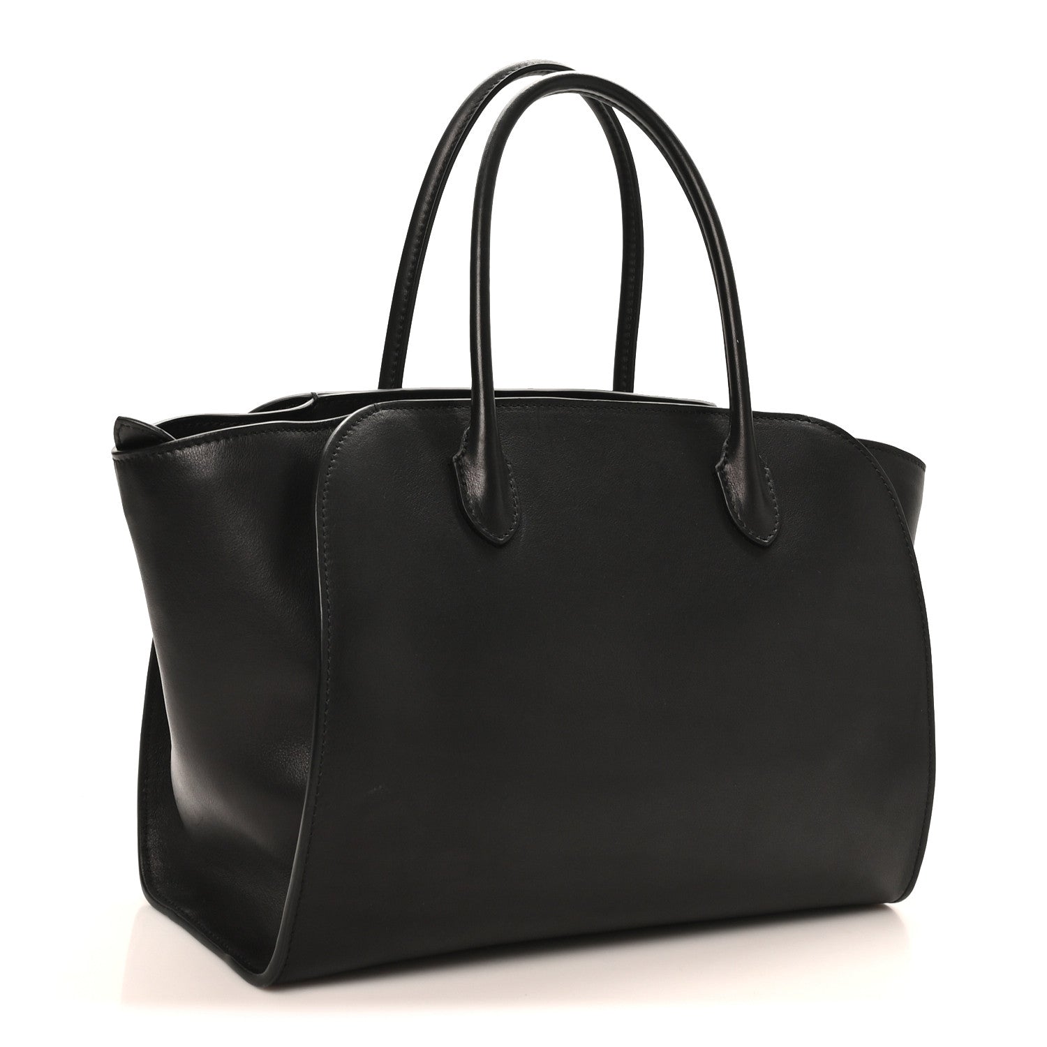 The Row Polished Saddle Calfskin Marlo 12 Tote Bag Black 3 of 9