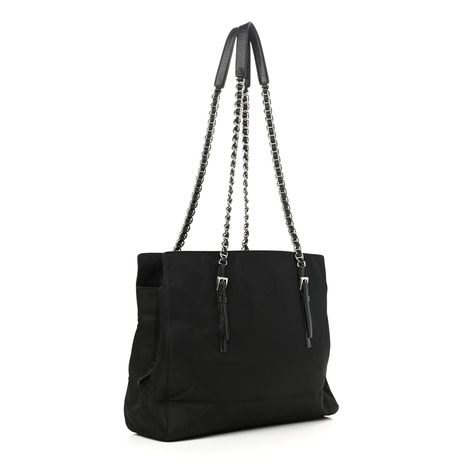 Prada Nylon Tessuto Acciaio Chain Shoulder Bag Black 3 of 10