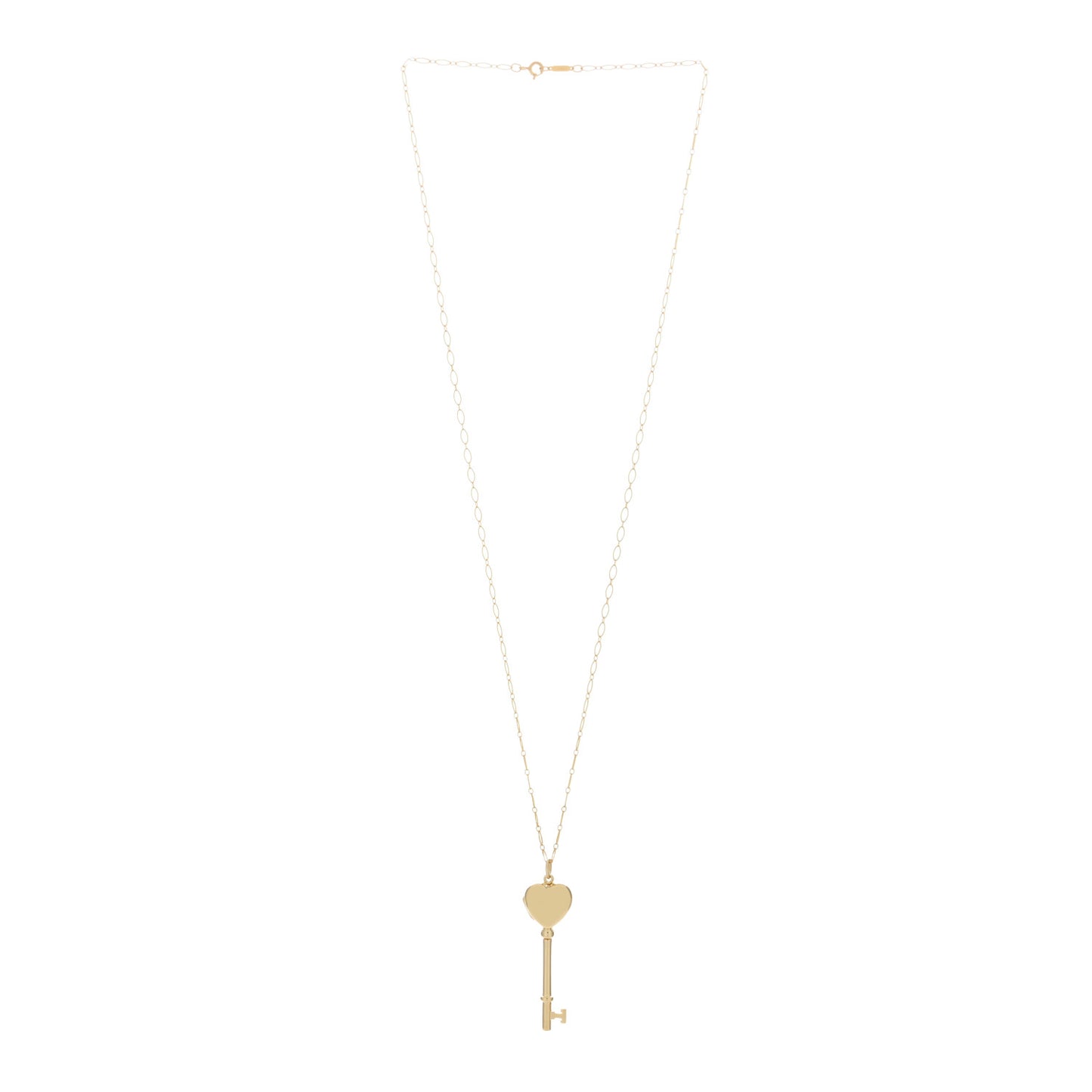 18K Yellow Gold Heart Key Locket Pendant Necklace