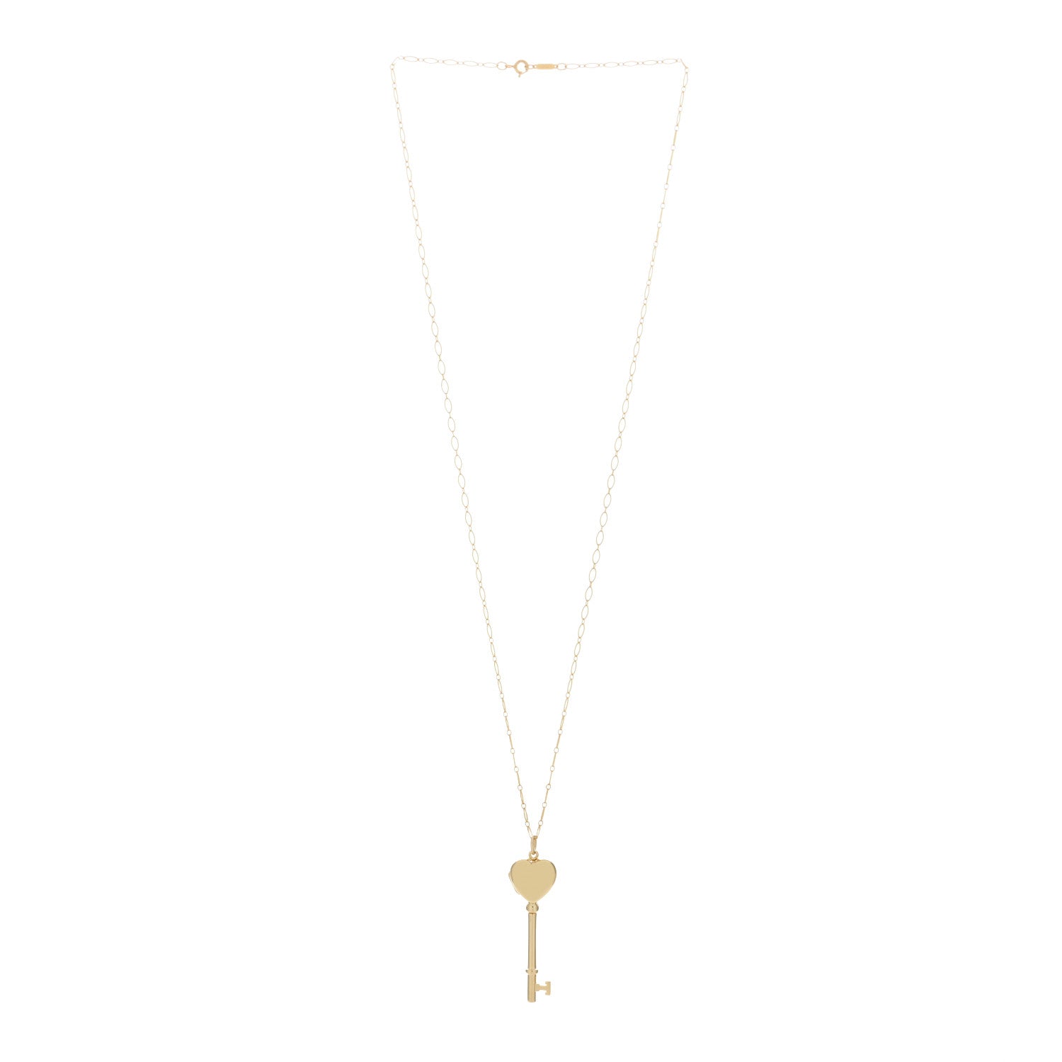 Tiffany 18K Yellow Gold Heart Key Locket Pendant Necklace 2 of 5
