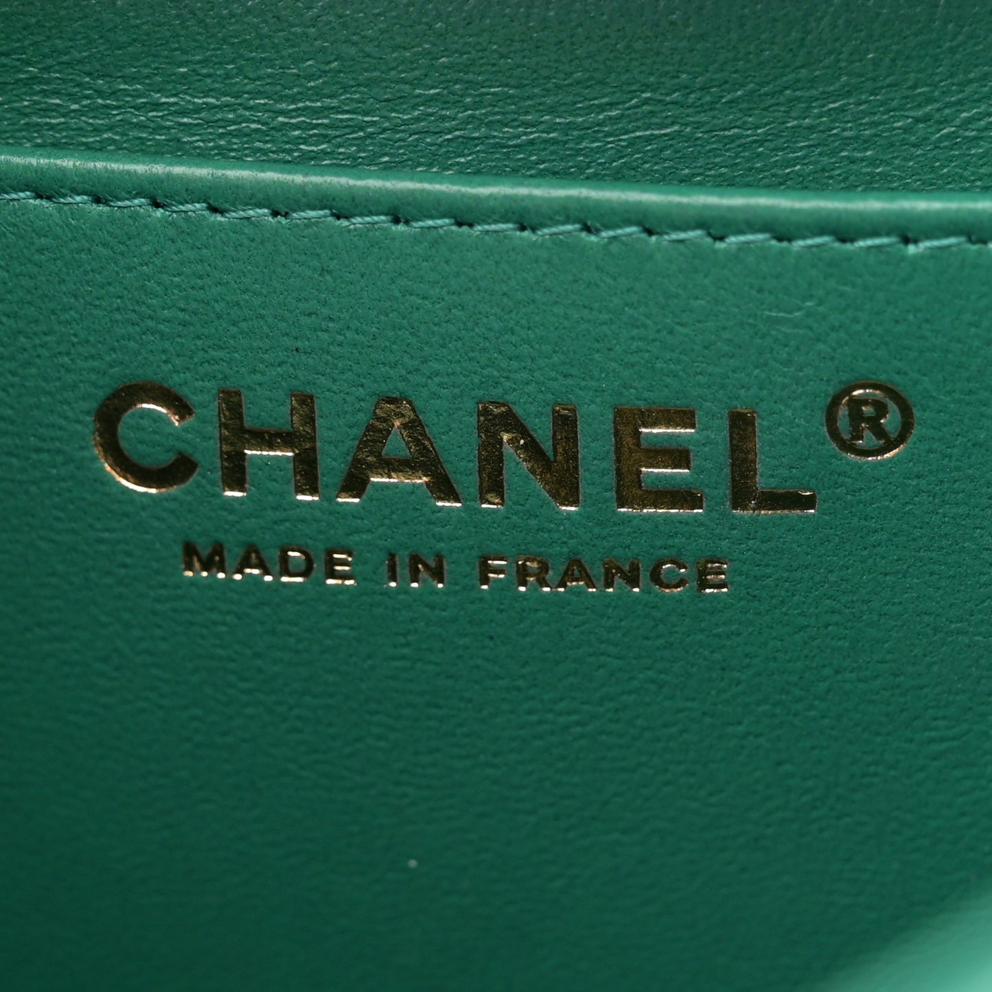 Iridescent Calfskin Quilted Mini Rectangular Flap Green