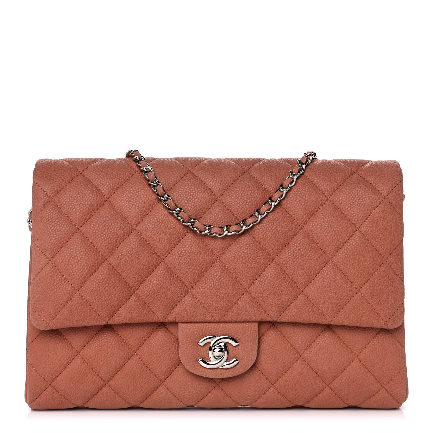 Chanel Iridescent Caviar Quilted Clutch With Chain Flap Light Brown 1 of 12
