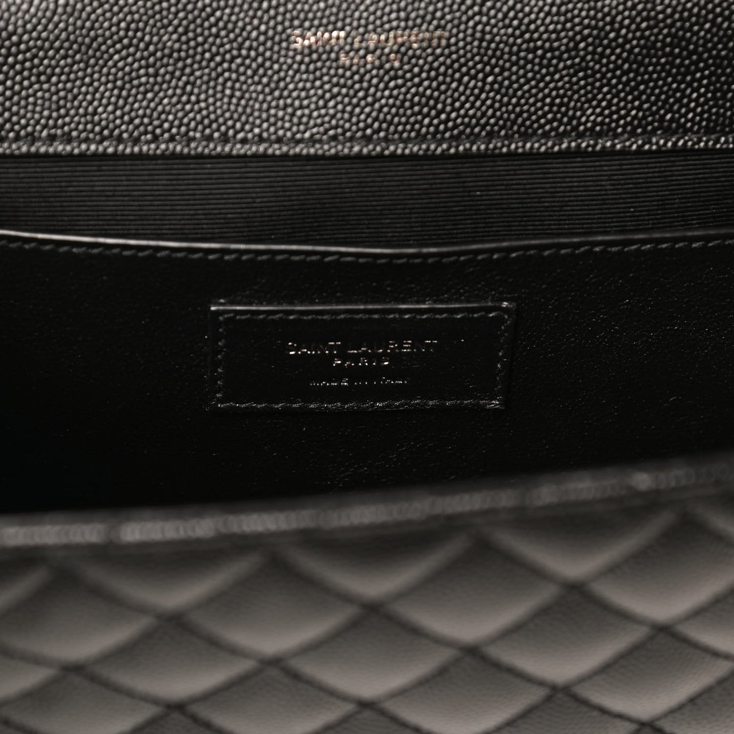 Grain De Poudre Textured Mixed Matelasse Triquilt Medium Monogram Satchel Black