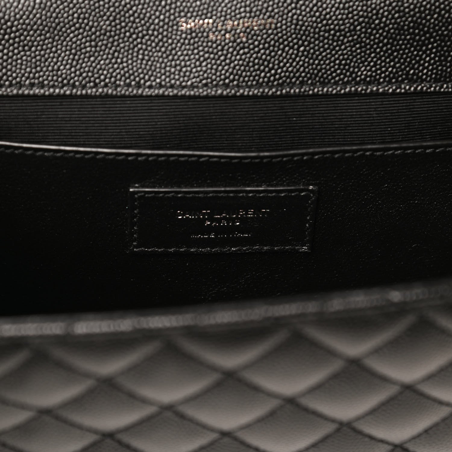 Saint Laurent Grain De Poudre Textured Mixed Matelasse Triquilt Medium Monogram Satchel Black 6 of 11