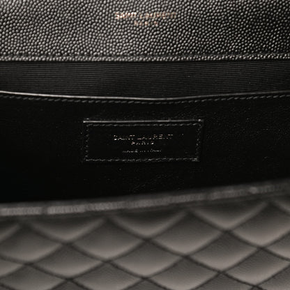 Saint Laurent Grain De Poudre Textured Mixed Matelasse Triquilt Medium Monogram Satchel Black 6 of 11