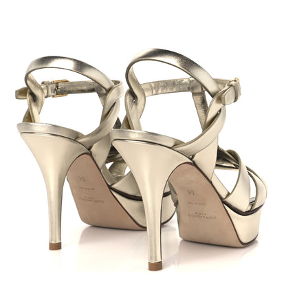 Saint Laurent Metallic Nappa Tribute 75 Platform Sandals 36 Platino 5 of 10