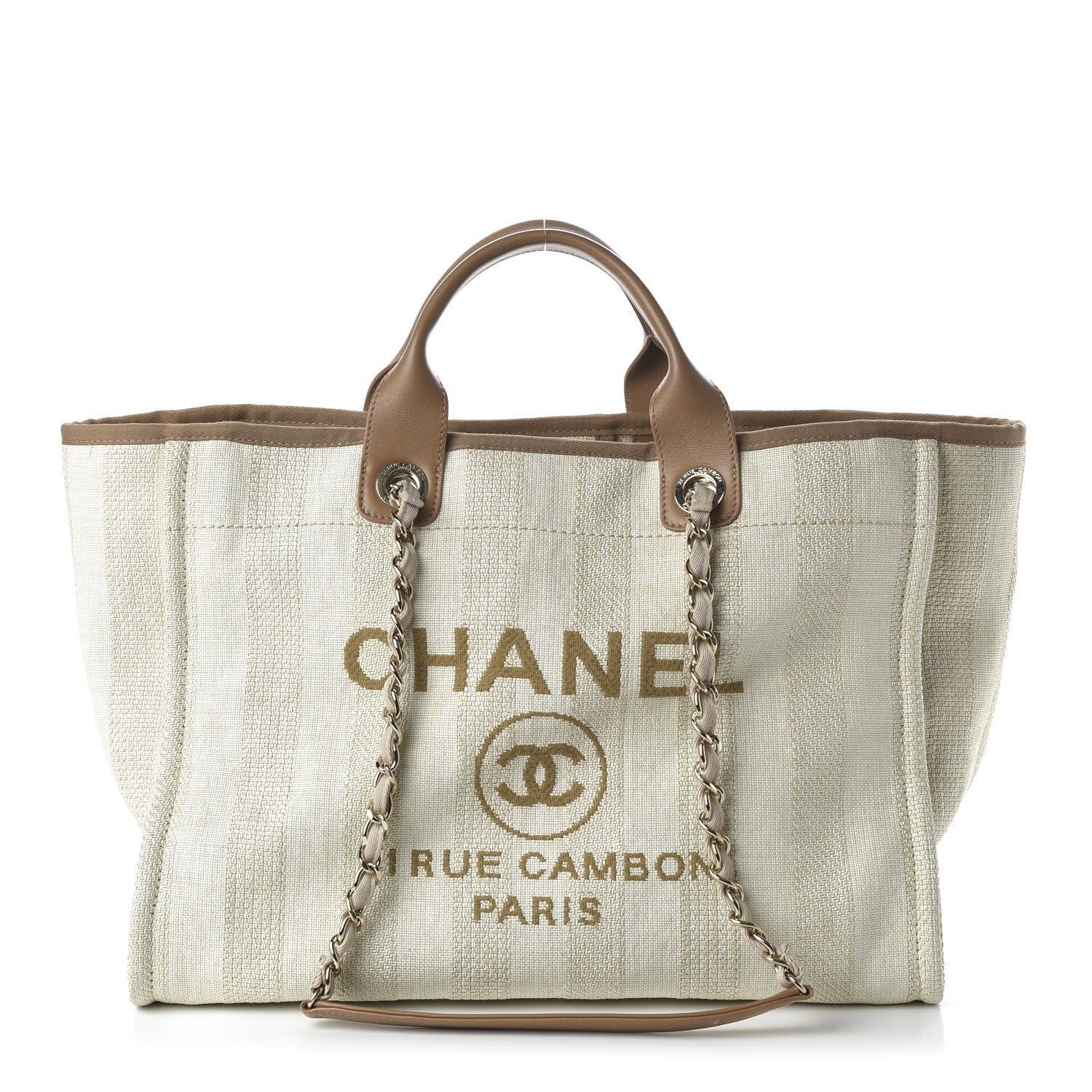 Chanel Mixed Fibers Striped Medium Deauville Tote Beige 1 of 10
