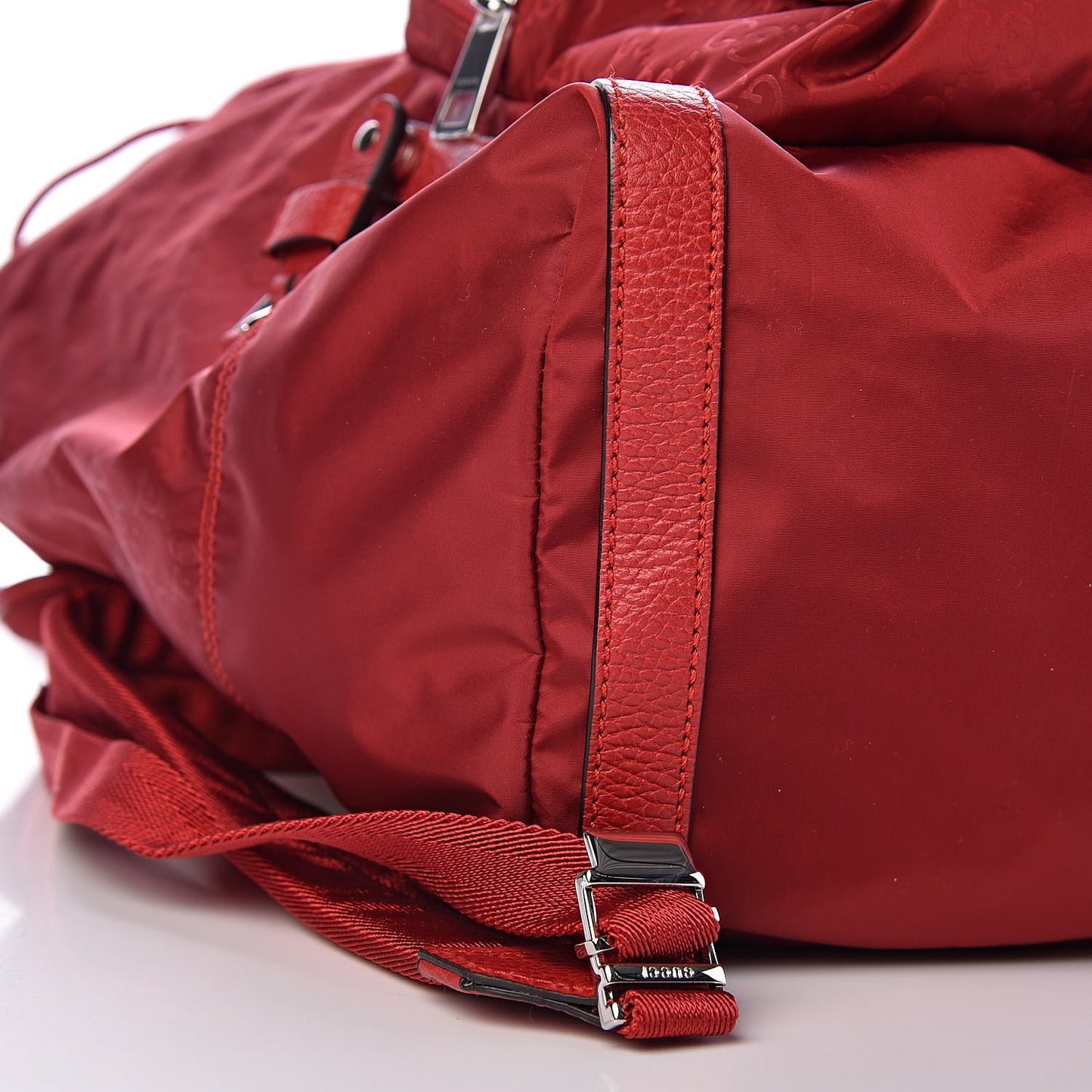 Nylon Monogram Dollar Calfskin Medium Light Double Buckle Backpack Vibrant Red