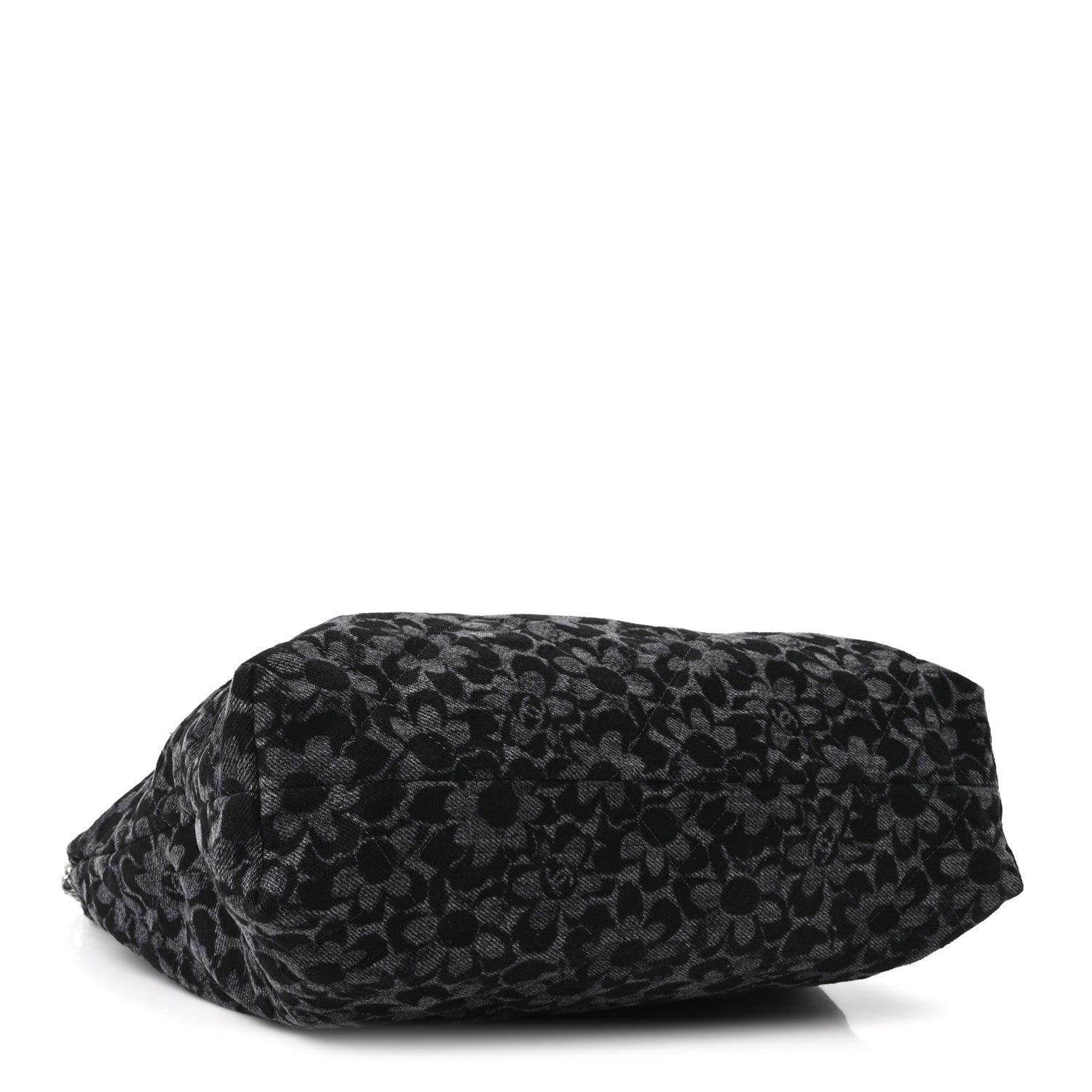Chanel Denim Quilted Floral Print Small Chanel 22 Black 5 of 12