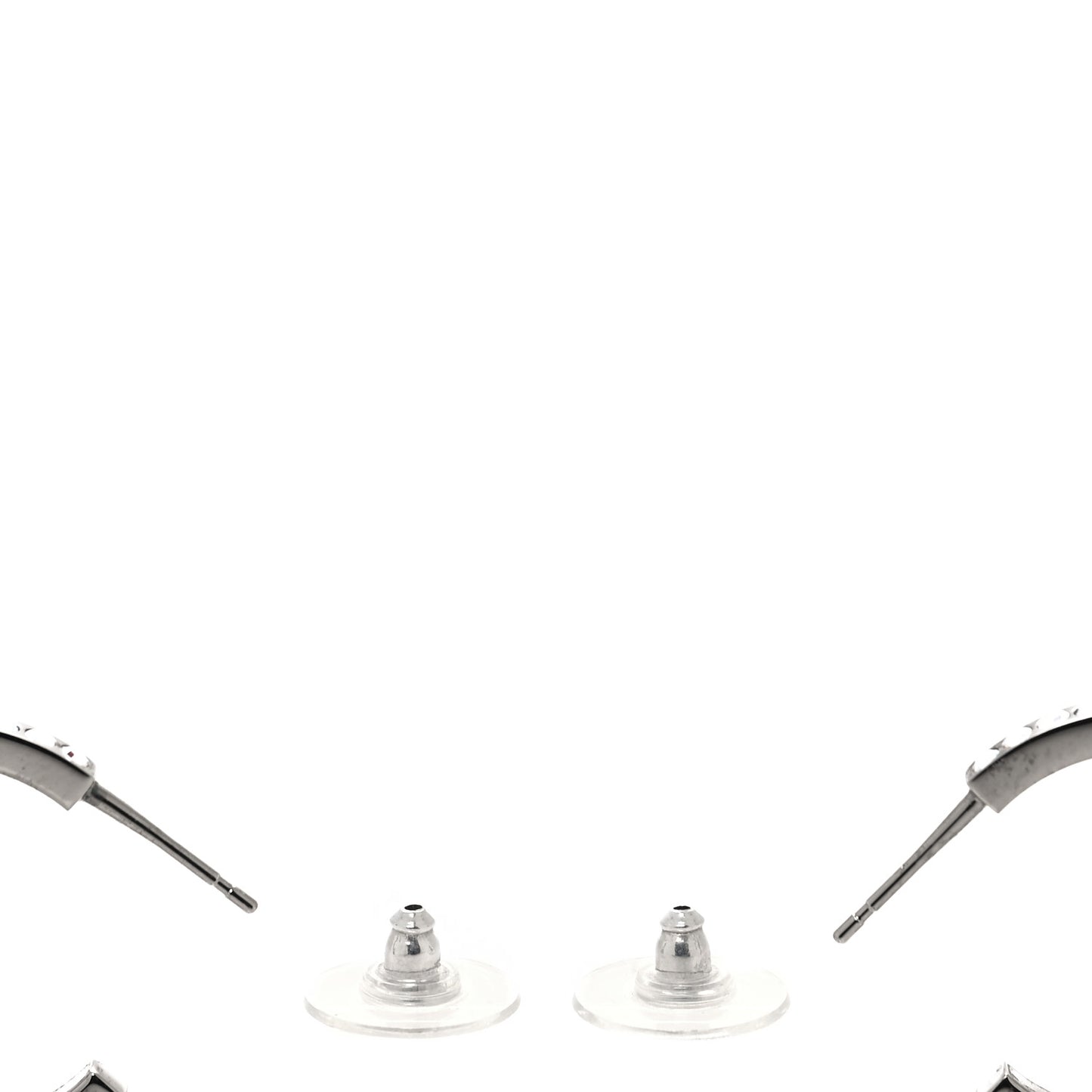 Crystal CC Hoop Earrings Silver