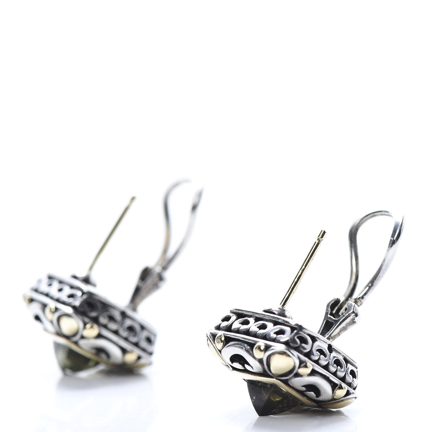 Sterling Silver 18K Yellow Gold Prasiolite Jaisalmer Square Earrings