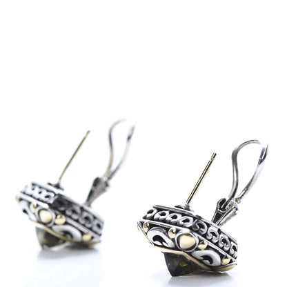 John Hardy Sterling Silver 18K Yellow Gold Prasiolite Jaisalmer Square Earrings 3 of 4