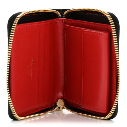 Salvatore Ferragamo Printed Calfskin Gancini Zip Around Wallet Black 5 of 9