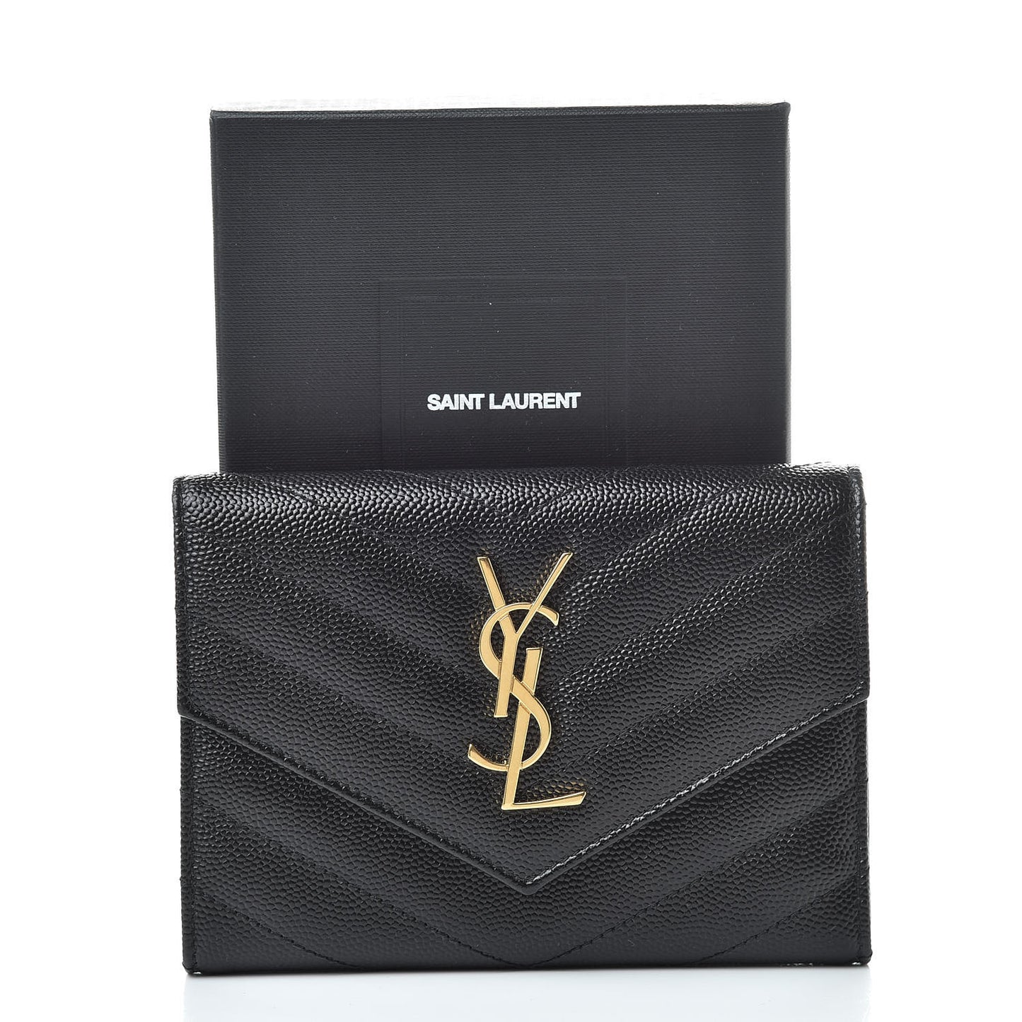 Grain De Poudre Matelasse Chevron Small Monogram Passport Case Black