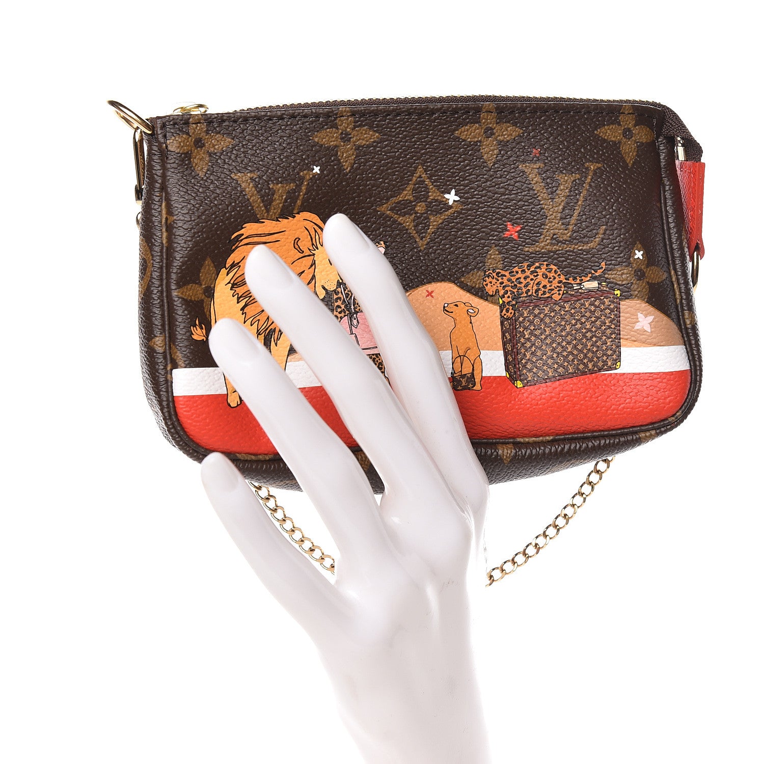 Louis Vuitton Monogram 2018 Christmas Animation Mini Cats Pochette Accessories 2 of 8