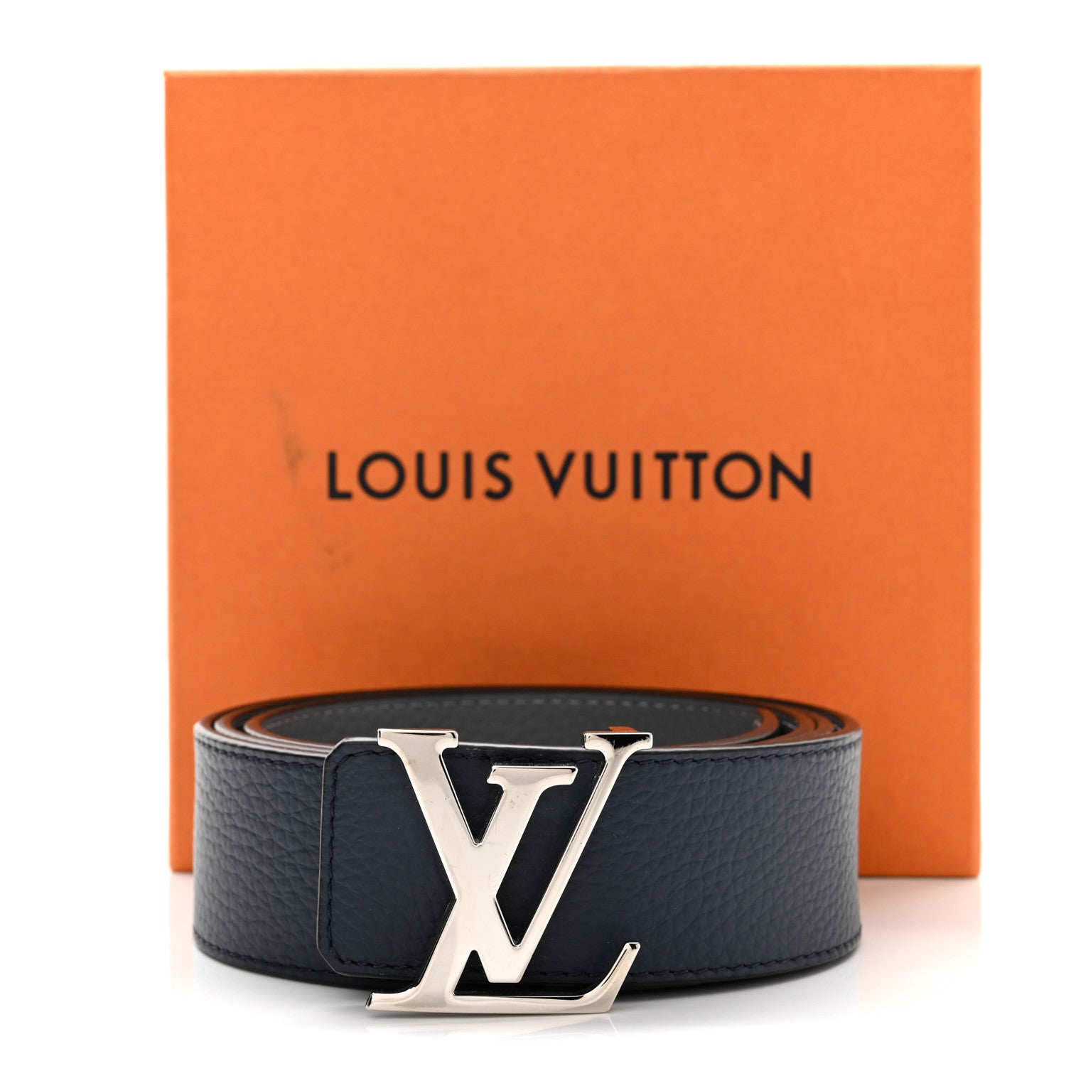 Louis Vuitton Taurillon Calfskin 30mm LV Initiales Reversible Belt 100 40 Navy 9 of 9