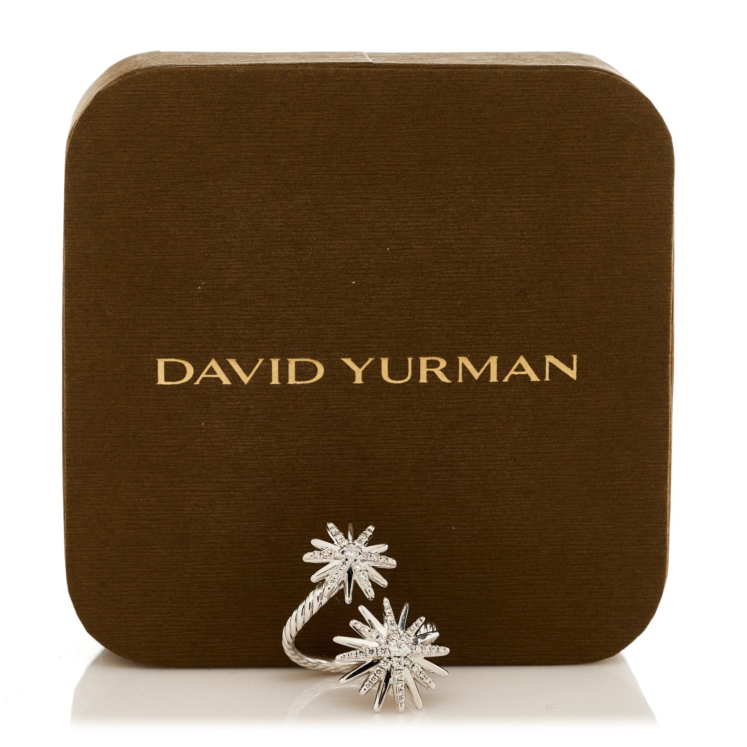David Yurman Sterling Silver Diamond 28mm Open Starburst Ring 54 6.75 6 of 6