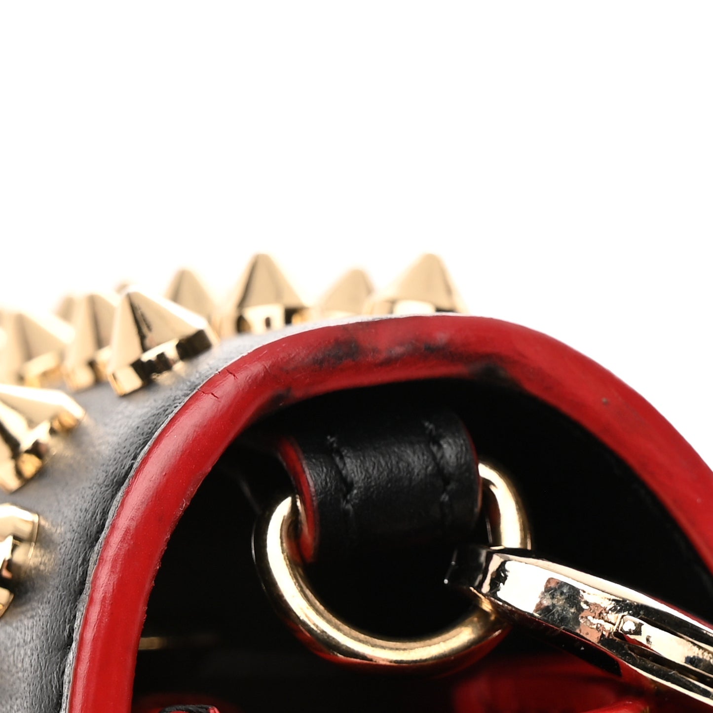 Calfskin Patent Leopard Spikes Paloma Clutch Black