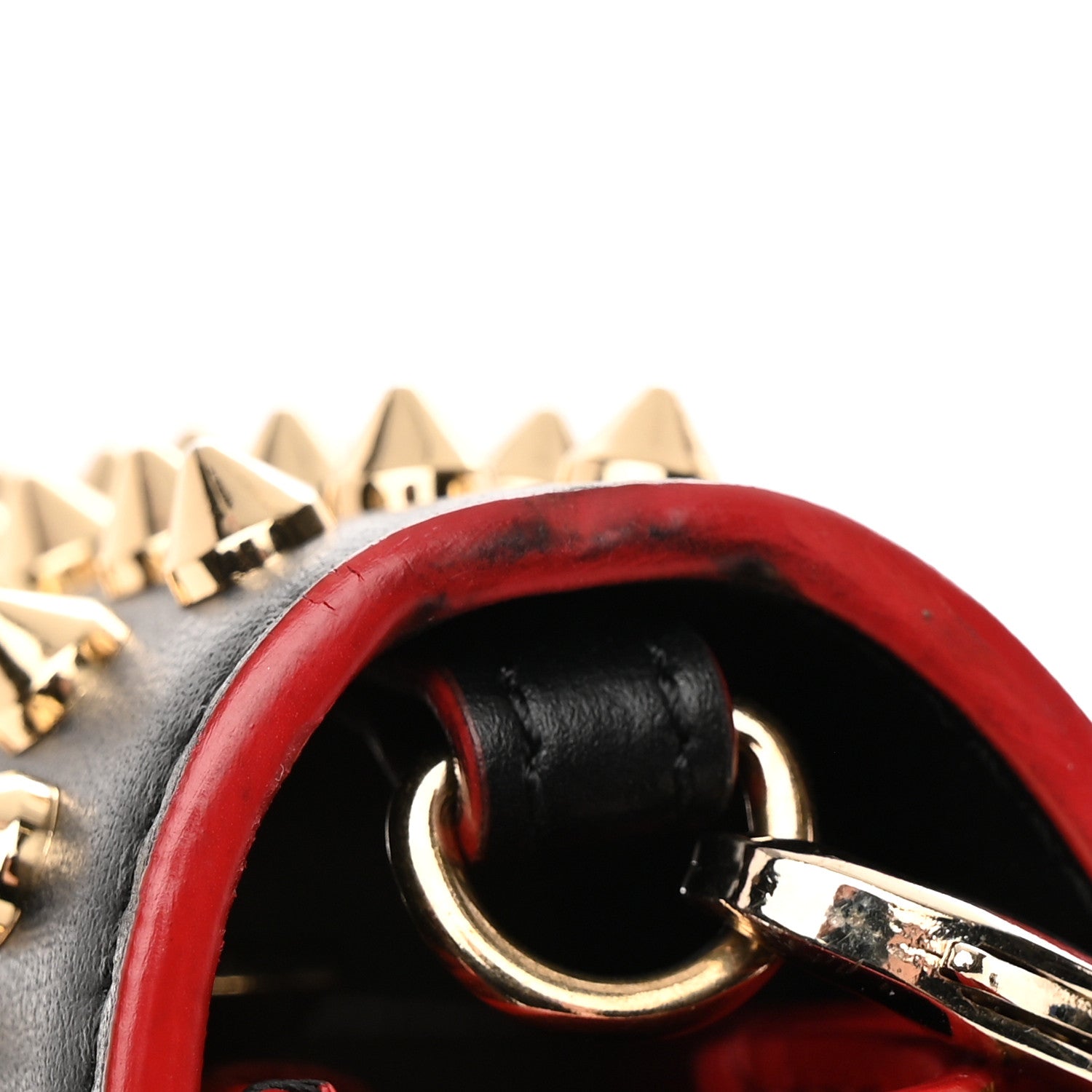 Christian Louboutin Calfskin Patent Leopard Spikes Paloma Clutch Black 20 of 20