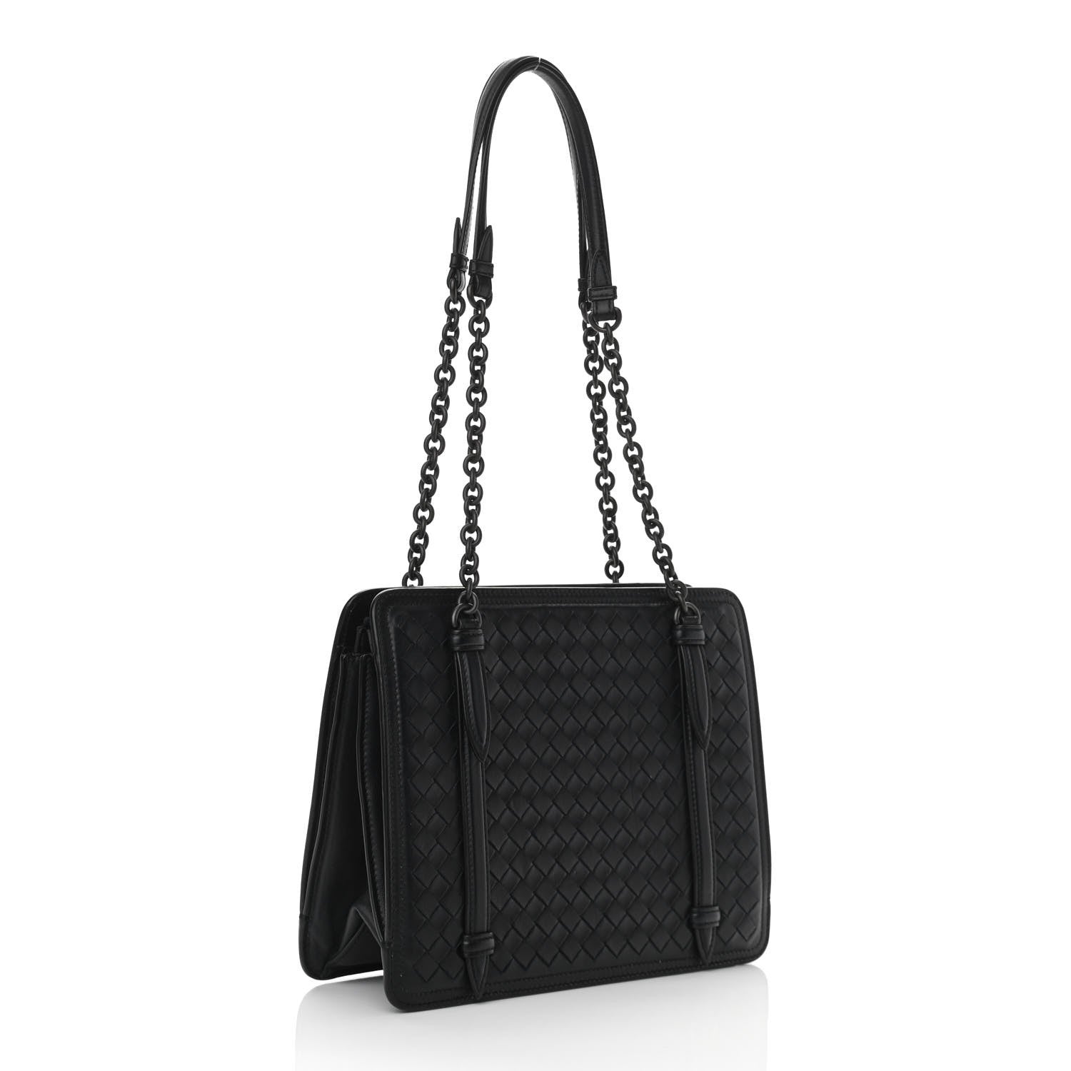 Bottega Veneta Nappa Intrecciato Shoulder Bag Black 2 of 9